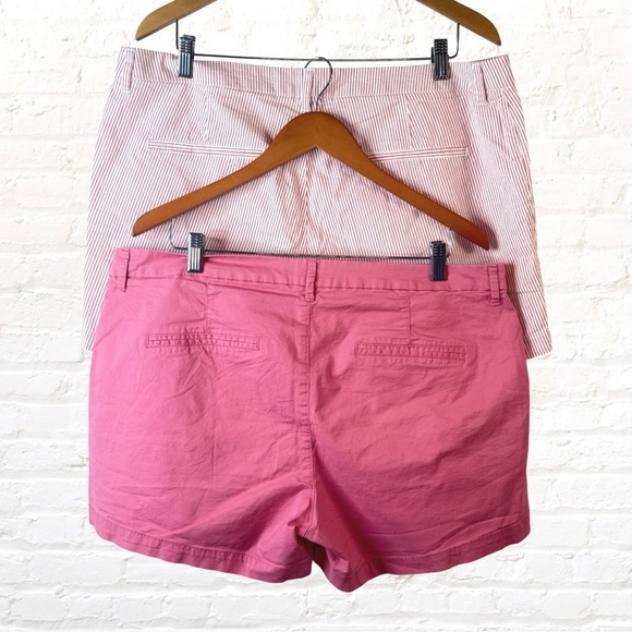 Old Navy Size 16 Everyday Shorts 2 pack Solid Pink and Pink Stripe Seersucker - Picture 4 of 9